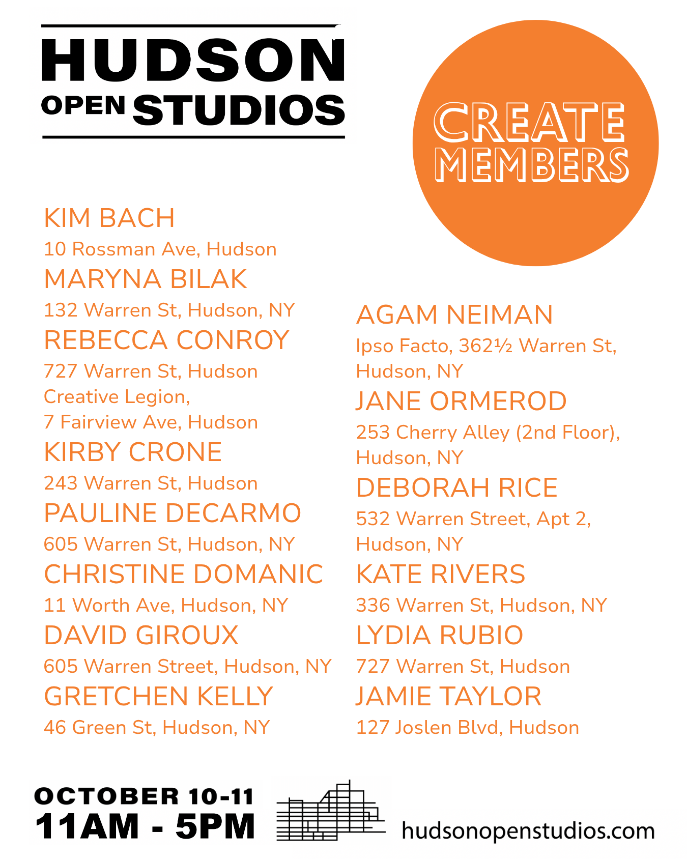 Hudson Open Studios 2026 - CREATE MEMBERS